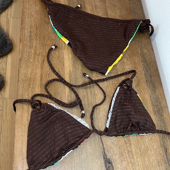 Reversible. Size S. Gently used. As is. Bikini. Brown and silver and multi color - Picture 4 of 4